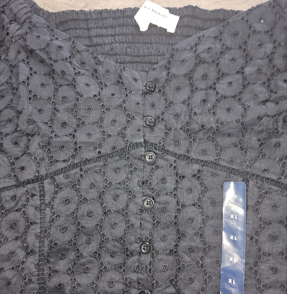 🖤 Lucky Brand Lace Black Crop Top - Size XL NWT - Picture 3 of 8